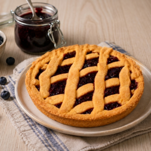 Crostata con confettura ai mirtilli